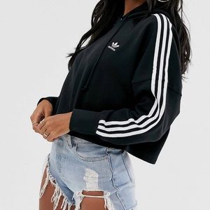 Cropped adidas hoodie sweatshirt!